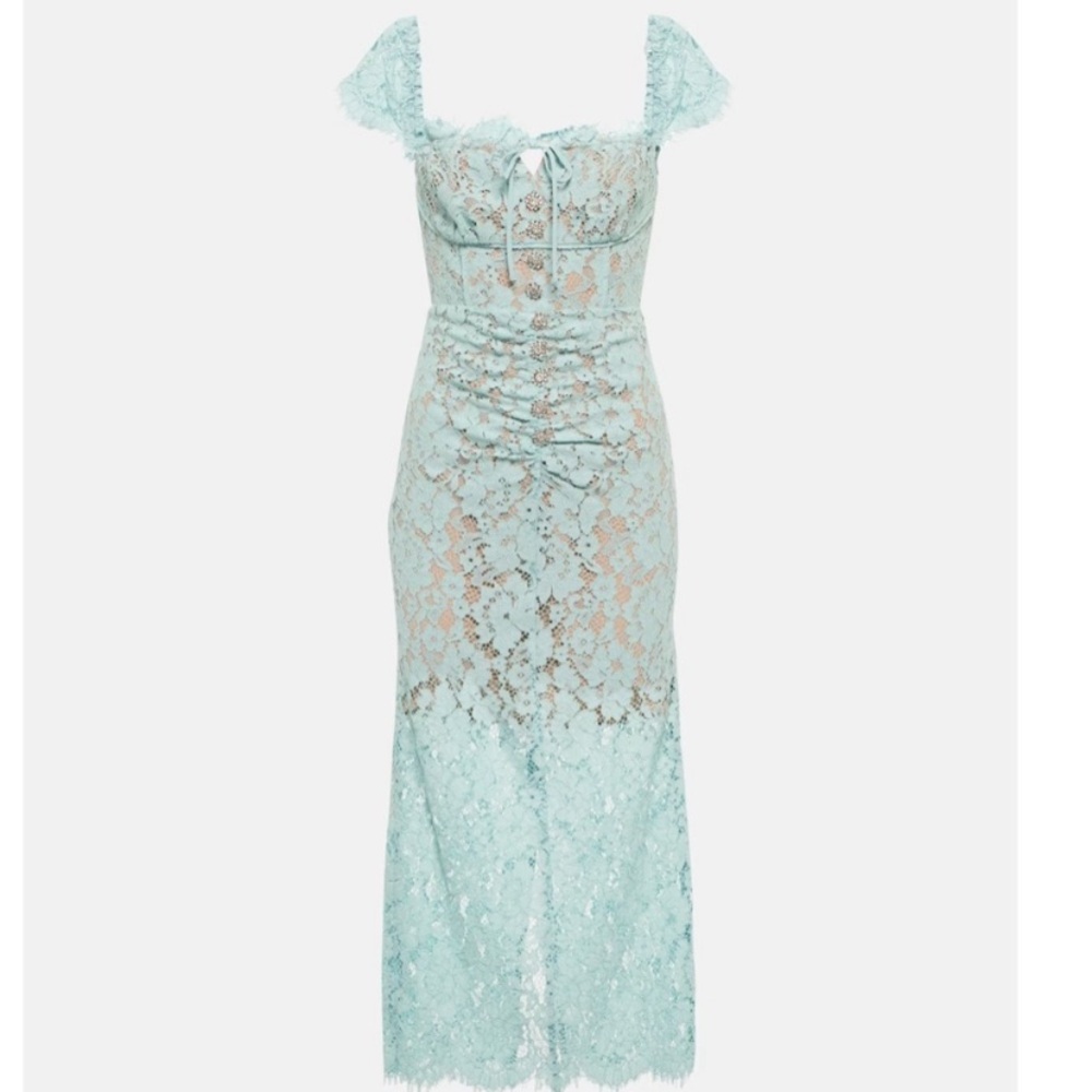 Self Portrait Blue Lace Midi Dress 10 NWT